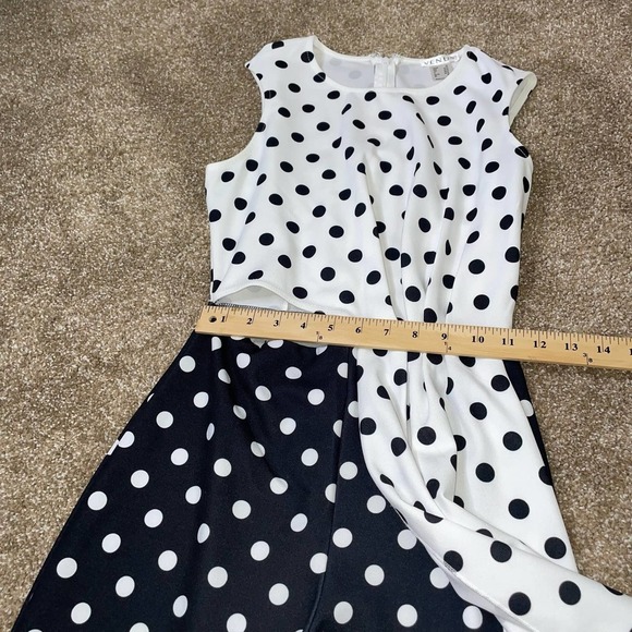 Venus Drape Cutout Jumpsuit polka dot romper black/white back zip SZ XS … - Picture 6 of 11